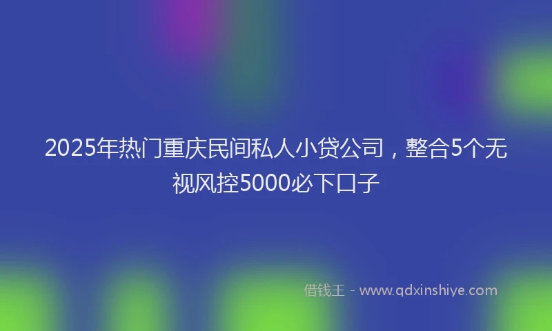2025年热门重庆民间私人小贷公司，整合5个无视风控5000必下口子