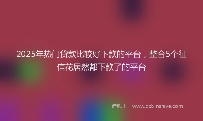 2025年热门贷款比较好下款的平台，整合5个征信花居然都下款了的平台