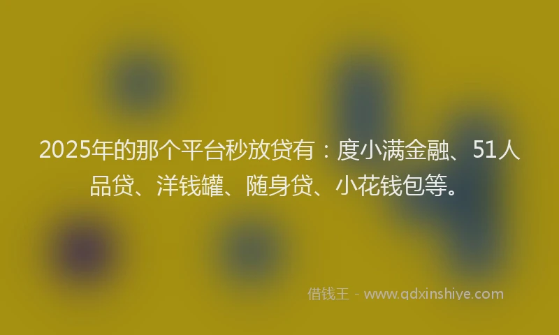2025年的那个平台秒放贷有：度小满金融、51人品贷、洋钱罐、随身贷、小花钱包等。