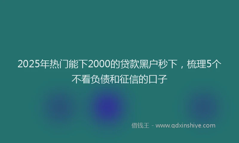 2025年热门能下2000的贷款黑户秒下，梳理5个不看负债和征信的口子