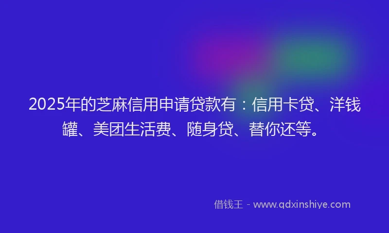 2025年的芝麻信用申请贷款有：信用卡贷、洋钱罐、美团生活费、随身贷、替你还等。