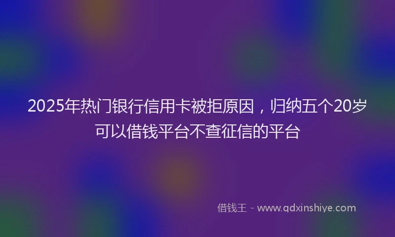 2025年热门银行信用卡被拒原因，归纳五个20岁可以借钱平台不查征信的平台
