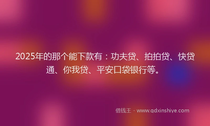 2025年的那个能下款有：功夫贷、拍拍贷、快贷通、你我贷、平安口袋银行等。