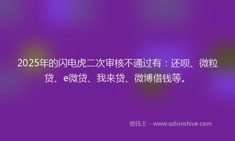 2025年的闪电虎二次审核不通过有：还呗、微粒贷、e微贷、我来贷、微博借钱等。
