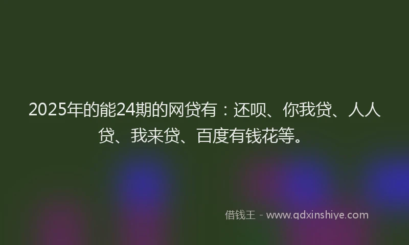 2025年的能24期的网贷有：还呗、你我贷、人人贷、我来贷、百度有钱花等。