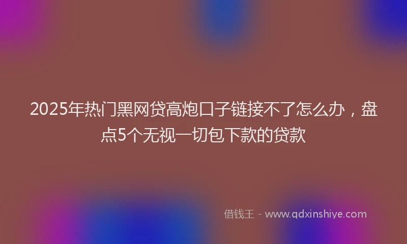 2025年热门黑网贷高炮口子链接不了怎么办，盘点5个无视一切包下款的贷款