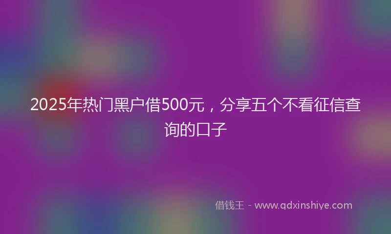 2025年热门黑户借500元，分享五个不看征信查询的口子