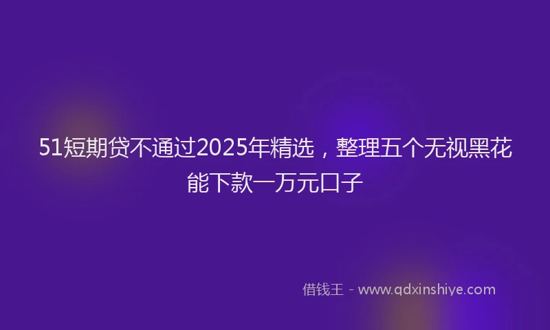 51短期贷不通过2025年精选，整理五个无视黑花能下款一万元口子