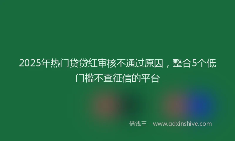2025年热门贷贷红审核不通过原因，整合5个低门槛不查征信的平台