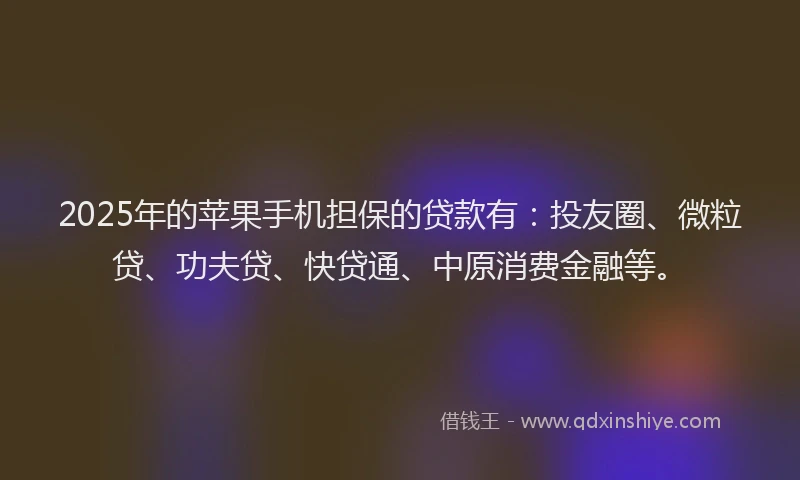 2025年的苹果手机担保的贷款有：投友圈、微粒贷、功夫贷、快贷通、中原消费金融等。