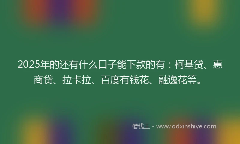 2025年的还有什么口子能下款的有：柯基贷、惠商贷、拉卡拉、百度有钱花、融逸花等。