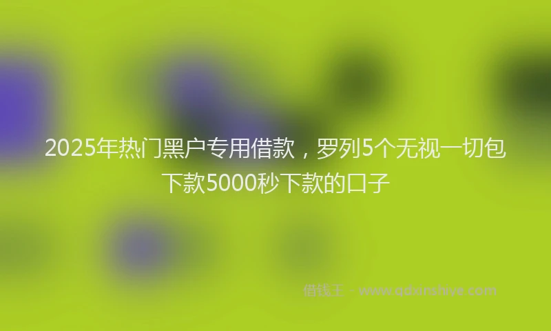 2025年热门黑户专用借款，罗列5个无视一切包下款5000秒下款的口子