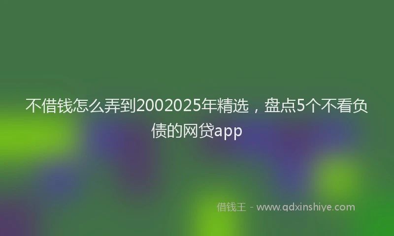 不借钱怎么弄到2002025年精选，盘点5个不看负债的网贷app