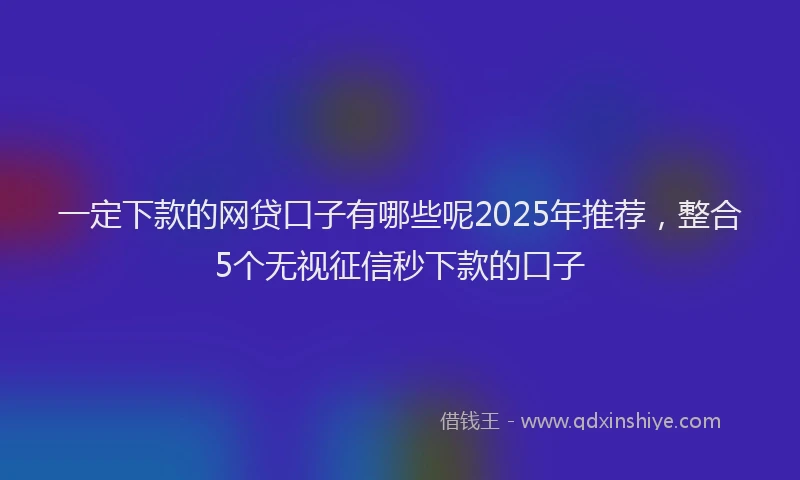 一定下款的网贷口子有哪些呢2025年推荐，整合5个无视征信秒下款的口子