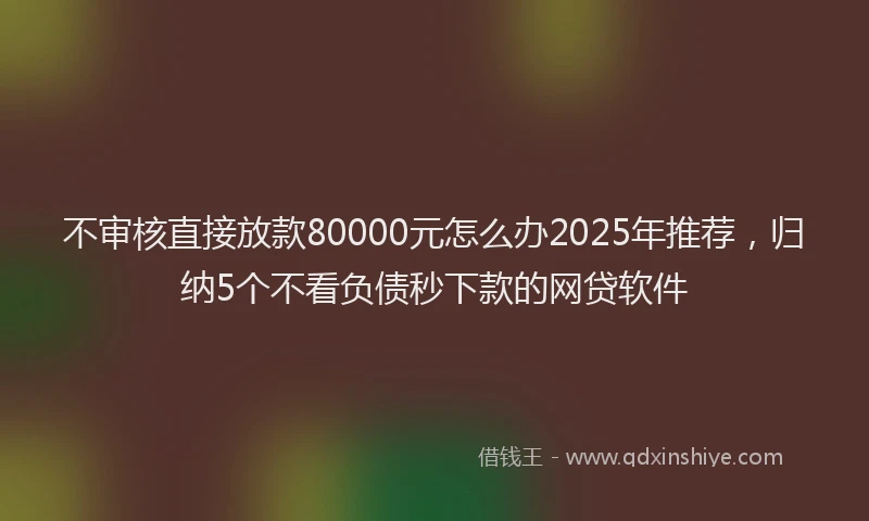 不审核直接放款80000元怎么办2025年推荐，归纳5个不看负债秒下款的网贷软件