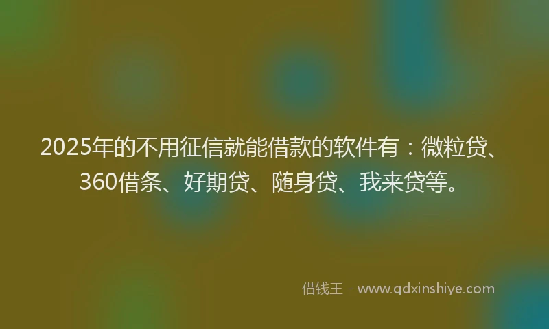 2025年的不用征信就能借款的软件有：微粒贷、360借条、好期贷、随身贷、我来贷等。