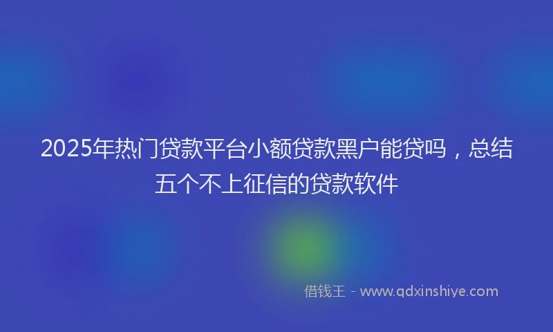 2025年热门贷款平台小额贷款黑户能贷吗，总结五个不上征信的贷款软件