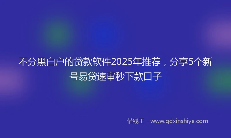 不分黑白户的贷款软件2025年推荐，分享5个新号易贷速审秒下款口子