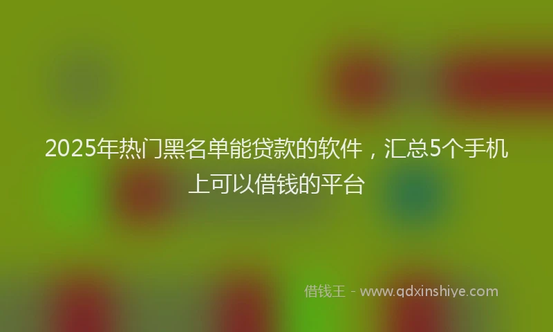 2025年热门黑名单能贷款的软件，汇总5个手机上可以借钱的平台