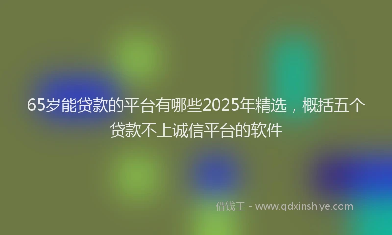 65岁能贷款的平台有哪些2025年精选，概括五个贷款不上诚信平台的软件