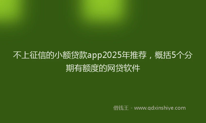 不上征信的小额贷款app2025年推荐，概括5个分期有额度的网贷软件