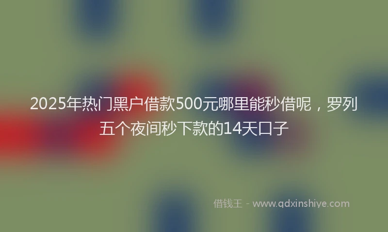 2025年热门黑户借款500元哪里能秒借呢，罗列五个夜间秒下款的14天口子