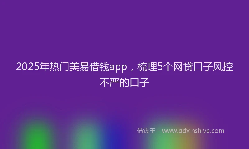 2025年热门美易借钱app，梳理5个网贷口子风控不严的口子
