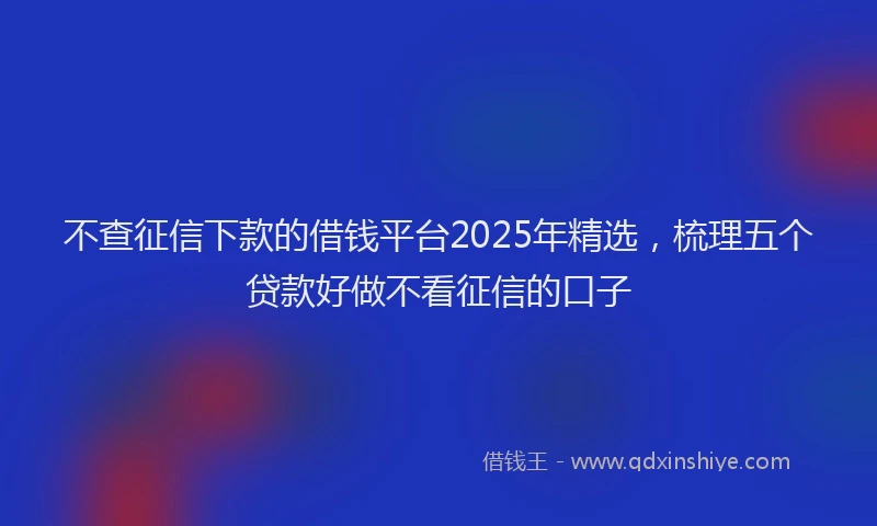 不查征信下款的借钱平台2025年精选，梳理五个贷款好做不看征信的口子