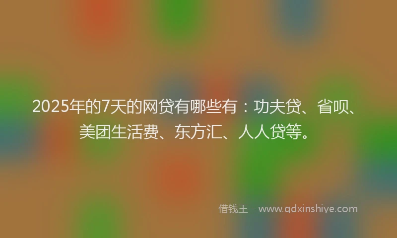 2025年的7天的网贷有哪些有：功夫贷、省呗、美团生活费、东方汇、人人贷等。
