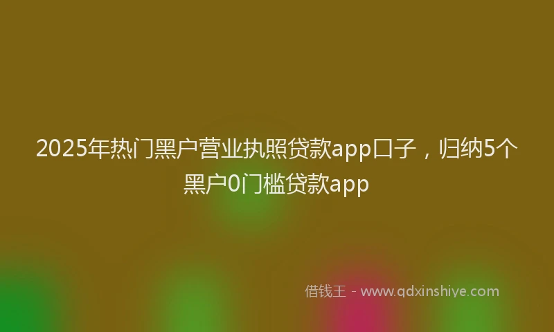 2025年热门黑户营业执照贷款app口子，归纳5个黑户0门槛贷款app
