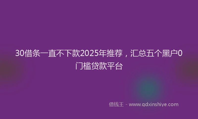 30借条一直不下款2025年推荐，汇总五个黑户0门槛贷款平台