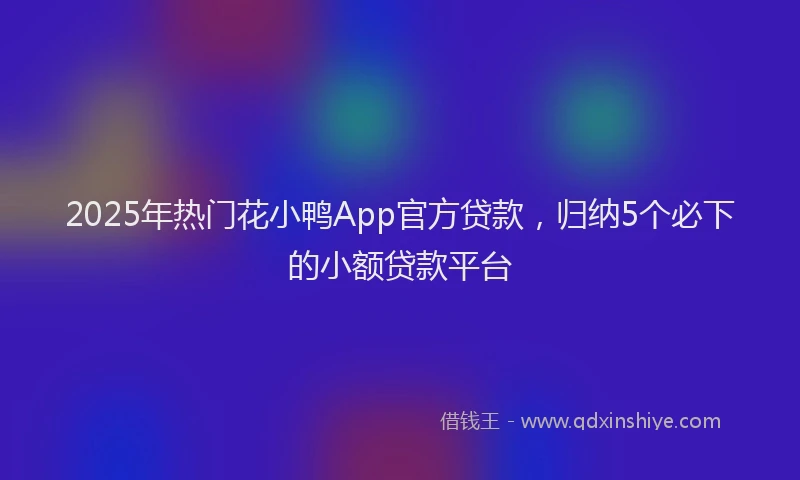 2025年热门花小鸭App官方贷款，归纳5个必下的小额贷款平台