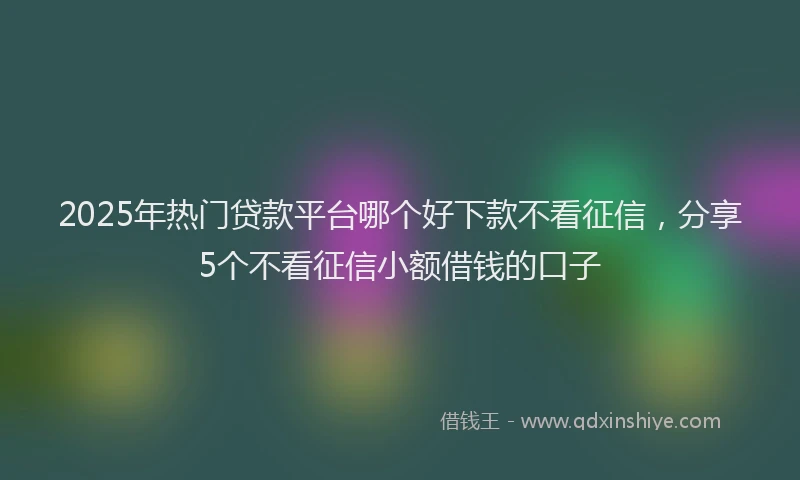 2025年热门贷款平台哪个好下款不看征信，分享5个不看征信小额借钱的口子