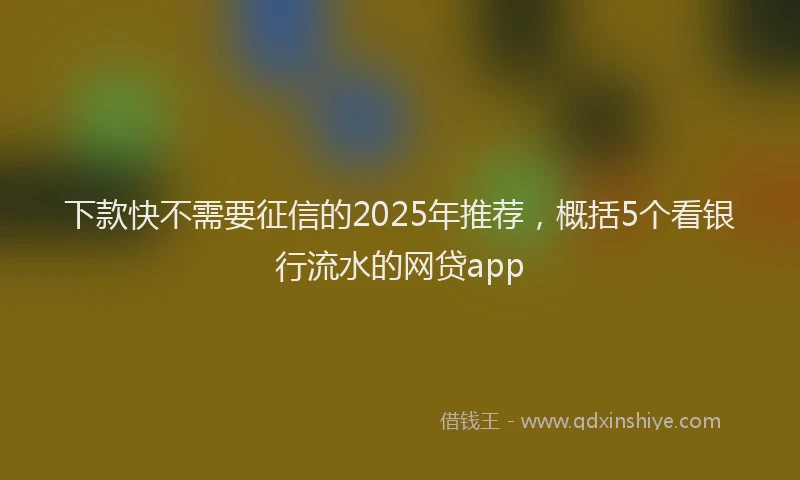 下款快不需要征信的2025年推荐，概括5个看银行流水的网贷app
