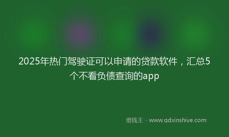 2025年热门驾驶证可以申请的贷款软件，汇总5个不看负债查询的app