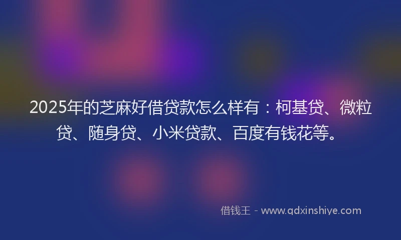 2025年的芝麻好借贷款怎么样有：柯基贷、微粒贷、随身贷、小米贷款、百度有钱花等。