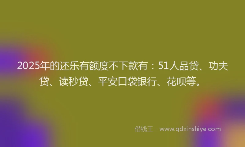 2025年的还乐有额度不下款有：51人品贷、功夫贷、读秒贷、平安口袋银行、花呗等。