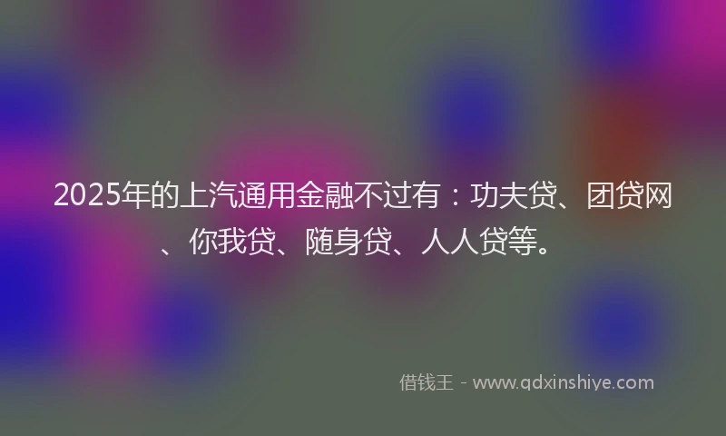 2025年的上汽通用金融不过有：功夫贷、团贷网、你我贷、随身贷、人人贷等。