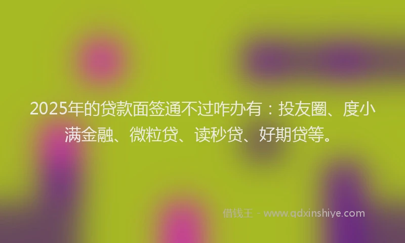 2025年的贷款面签通不过咋办有：投友圈、度小满金融、微粒贷、读秒贷、好期贷等。