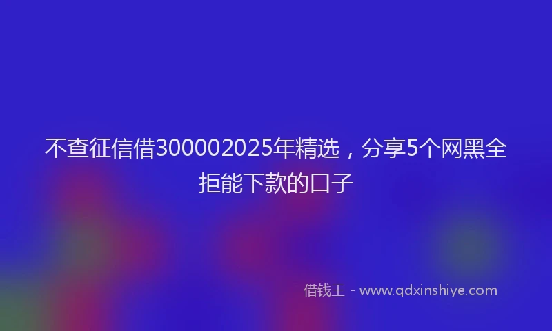 不查征信借300002025年精选，分享5个网黑全拒能下款的口子