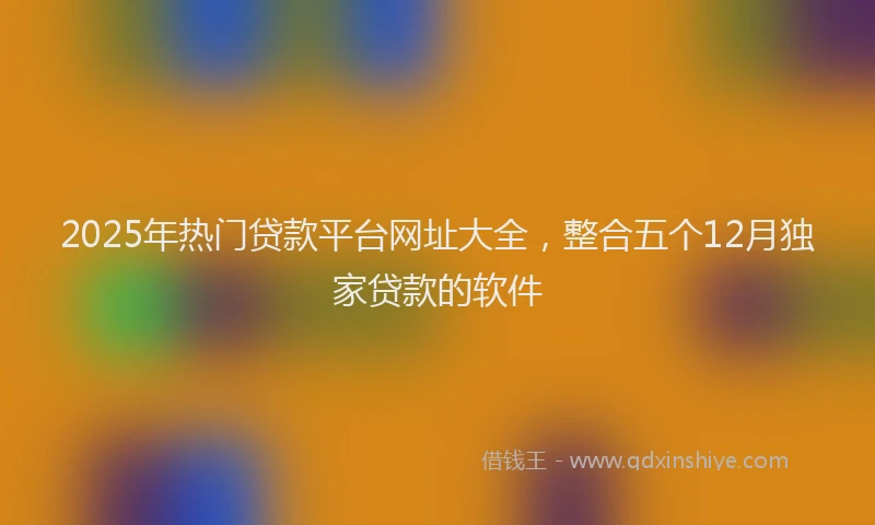 2025年热门贷款平台网址大全，整合五个12月独家贷款的软件