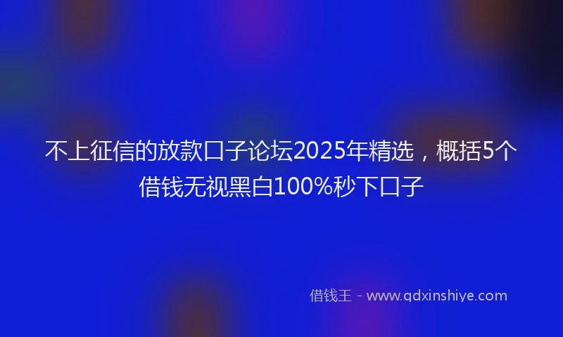 不上征信的放款口子论坛2025年精选，概括5个借钱无视黑白100%秒下口子