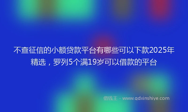 不查征信的小额贷款平台有哪些可以下款2025年精选，罗列5个满19岁可以借款的平台