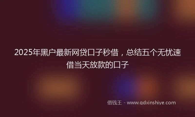 2025年黑户最新网贷口子秒借，总结五个无忧速借当天放款的口子