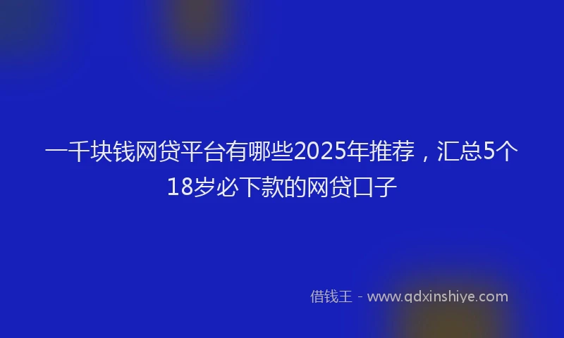 一千块钱网贷平台有哪些2025年推荐，汇总5个18岁必下款的网贷口子