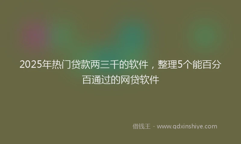 2025年热门贷款两三千的软件，整理5个能百分百通过的网贷软件