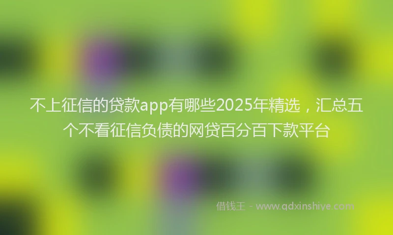 不上征信的贷款app有哪些2025年精选，汇总五个不看征信负债的网贷百分百下款平台