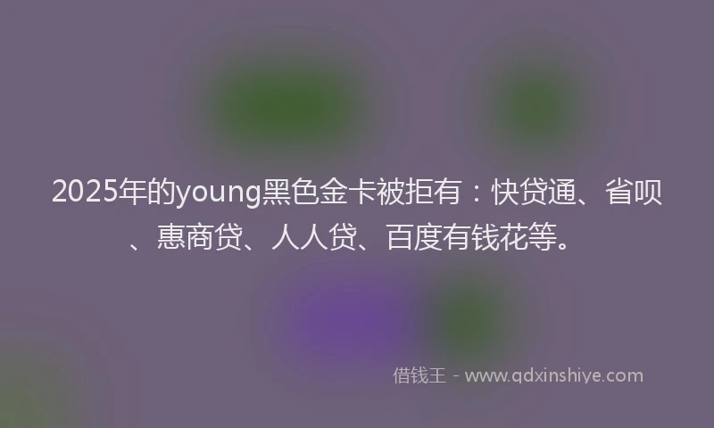 2025年的young黑色金卡被拒有：快贷通、省呗、惠商贷、人人贷、百度有钱花等。