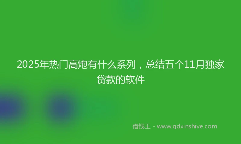 2025年热门高炮有什么系列，总结五个11月独家贷款的软件