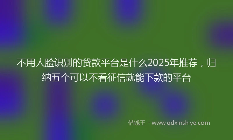 不用人脸识别的贷款平台是什么2025年推荐，归纳五个可以不看征信就能下款的平台